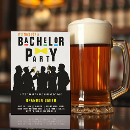 Retro jaren 90 Kleurrijke Bowtie vrijgezellenfeest Kaart