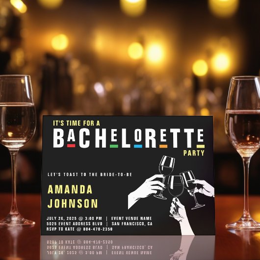 Retro jaren 90 Kleurrijke Cheers Bachelorette Part Kaart