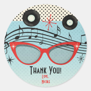 Retro  jaren vijftig Feestgunst Custom Ronde Sticker