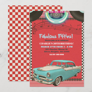 Retro jaren vijftig klassieke auto 50's 50 feest kaart