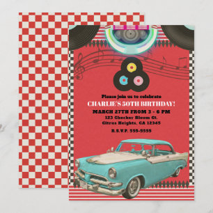 Retro jaren vijftig klassieke auto 50's 50 feest kaart