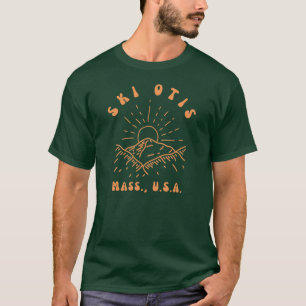 Retro Jaren Zestig Ski Otis Massachusetts Oranje V T-shirt