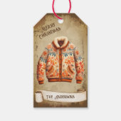 Retro  jas Vrolijk kerstfeest Cadeaulabel (Voorkant)