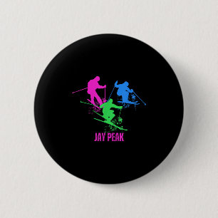 Retro Jay Peak Vermont Skiër jaren '90 Ronde Button 5,7 Cm