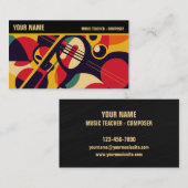 Retro Jazz Abstracte Muziek Professioneel Visitekaartje (Voorkant / Achterkant)