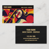 Retro Jazz Abstracte Muziek Professioneel Visitekaartje (Voorkant / Achterkant)