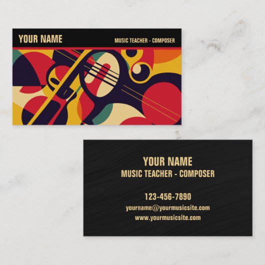 Retro Jazz Abstracte Muziek Professioneel Visitekaartje (Voorkant / Achterkant)