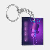 Retro Jazz Acryl Sleutelhanger met Microfoon (Voorkant Links)
