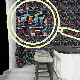 Retro Jazz & Cocktails Man Cave Decor Peel & Stick Behang