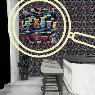 Retro Jazz & Cocktails Man Cave Decor Peel & Stick Behang