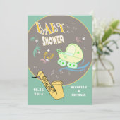 Retro Jazz Couples Baby shower Kaart (Staand voorkant)