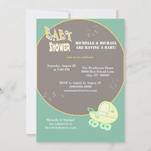 Retro Jazz Couples Baby shower Kaart (Achterkant)