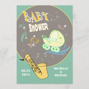 Retro Jazz Couples Baby shower Kaart