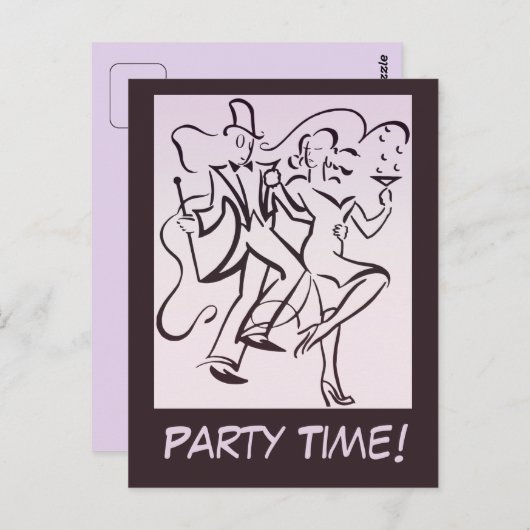 Retro jazz-leeftijdsgroep art deco-koppel dansfees briefkaart (Voorkant / Achterkant)