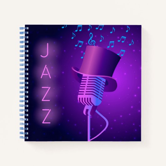 Retro Jazz Mic Square Notitieboek (Voorkant)