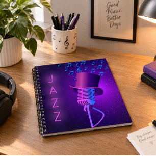Retro Jazz Mic Vierkante Notitieboek