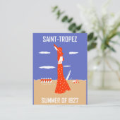 Retro jazz-mode Sint-Tropez zomerstrand Briefkaart (Staand voorkant)