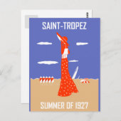Retro jazz-mode Sint-Tropez zomerstrand Briefkaart (Voorkant / Achterkant)