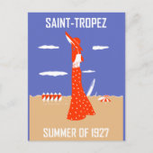Retro jazz-mode Sint-Tropez zomerstrand Briefkaart (Voorkant)