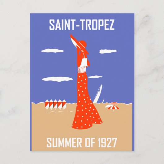 Retro jazz-mode Sint-Tropez zomerstrand Briefkaart (Voorkant)