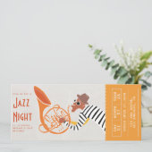 Retro Jazz Night Ticket Kaart (Staand voorkant)