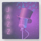 Retro Jazz Stone Onderzetter met Microfoon en Hoge (Voorkant)