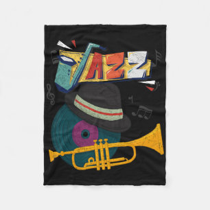 Retro Jazz Trompetten Grappige Speler Muziekfestiv Fleece Deken