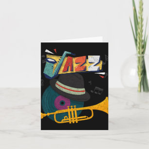 Retro Jazz Trompetten Grappige Speler Muziekfestiv Kaart