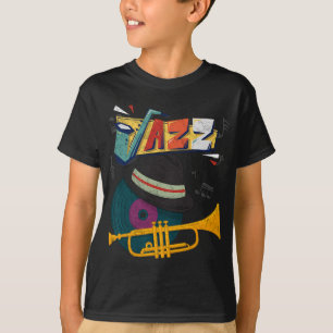 Retro Jazz Trompetten Grappige Speler Muziekfestiv T-shirt