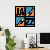 RETRO JAZZ TRUMPET SQUARES POSTER (Thuiskantoor)