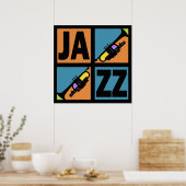 RETRO JAZZ TRUMPET SQUARES POSTER (Keuken)