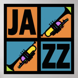 RETRO JAZZ TRUMPET SQUARES POSTER