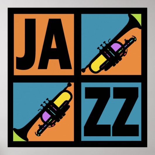 RETRO JAZZ TRUMPET SQUARES POSTER (Voorkant)