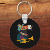 Retro Jazz Trumpets Funny Player Music Festival Ne Sleutelhanger (Voorkant)