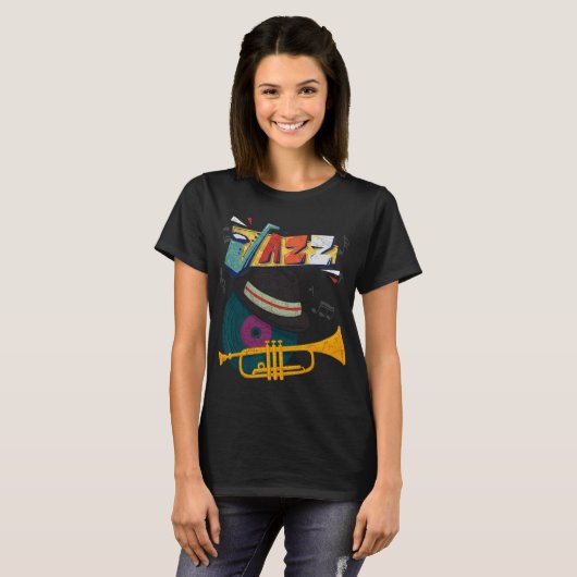 Retro Jazz Trumpets Funny Player Music Festival Ne T-shirt (Voorkant volledig)
