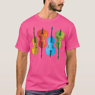Retro jazzmuziek Kleurrijke contrabas T-shirt