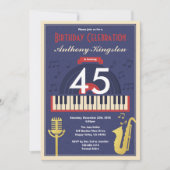 Retro jazzmuziek verjaardagsfeestje volwassen man kaart (Voorkant)