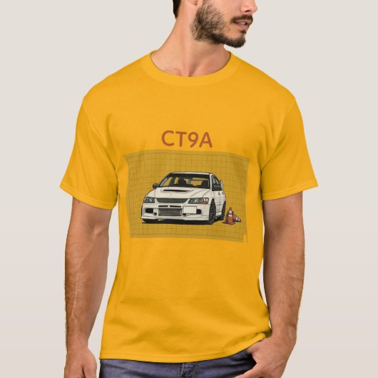 Retro JDM Lancer Evolution CT9A Blauwdruk JDM Auto T-shirt (Voorkant)