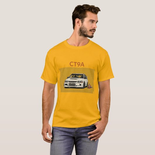 Retro JDM Lancer Evolution CT9A Blauwdruk JDM Auto T-shirt (Voorkant volledig)