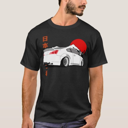 Retro JDM sportwagen illustratie minimaal Japans T-shirt (Voorkant)