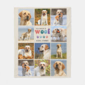 Retro Je Had Me WOOF Custom 11 Foto Collage Hond Fleece Deken (Voorkant)