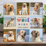 Retro Je Had Me WOOF Custom 8 Foto Collage Hond Fotoplaat<br><div class="desc">Introductie van onze "You Had Me at WOOF" fotoplaat, de perfecte aanvulling op elk hondenliefhebber thuis. Deze hondenplaquette heeft een modern retro en schattig design, met ruimte voor maximaal 8 afbeelding van je geliefde huisdier. Het is een geweldige manier om je harige vriend te laten zien en de speciale band...</div>