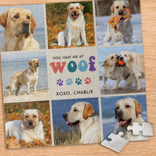 Retro Je Had Me WOOF Custom 8 Foto Collage Hond Legpuzzel