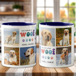 Retro Je Had Me WOOF Custom 8 Foto Collage Hond Tweekleurige Koffiemok<br><div class="desc">Introductie van onze "You Had Me at WOOF" mok, de perfecte aanvulling op de keuken van elk hondenliefhebber. Deze hondenhond mok heeft een modern retro en schattig design, met ruimte voor maximaal 8 afbeelding van je geliefde huisdier. Het is een geweldige manier om je harige vriend te laten zien en...</div>