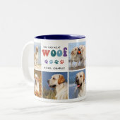 Retro Je Had Me WOOF Custom 8 Foto Collage Hond Tweekleurige Koffiemok (Voorkant links)