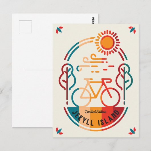 Retro Jekyll Island fietspad Briefkaart (Voorkant / Achterkant)