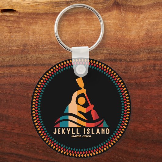 Retro Jekyll Island Kajakken Sleutelhanger (Voorkant)