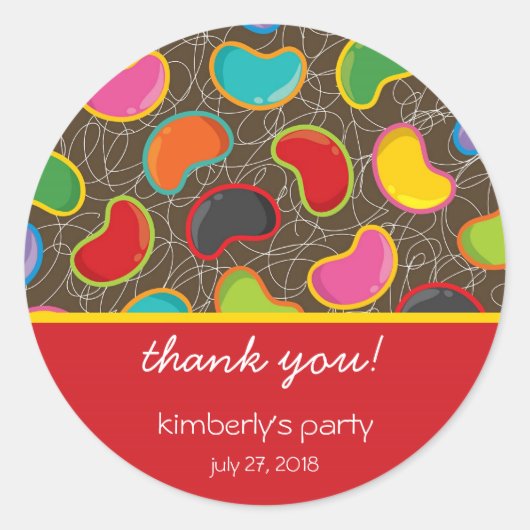 Retro Jellybean Pop Sweet Snoep Whimsical Birthday Ronde Sticker (Voorkant)
