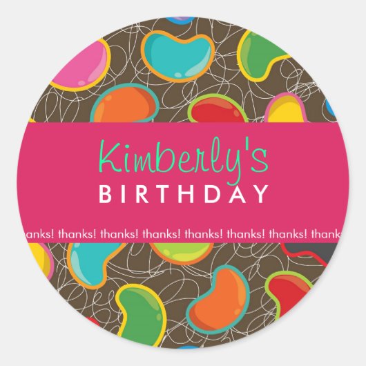 Retro Jellybean Pop Sweet Snoep Whimsical Ronde Sticker (Voorkant)