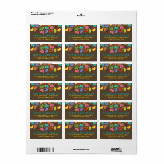 Retro Jellybeans Pop Kind Verjaardag Adresetikette Etiket (Full Sheet)